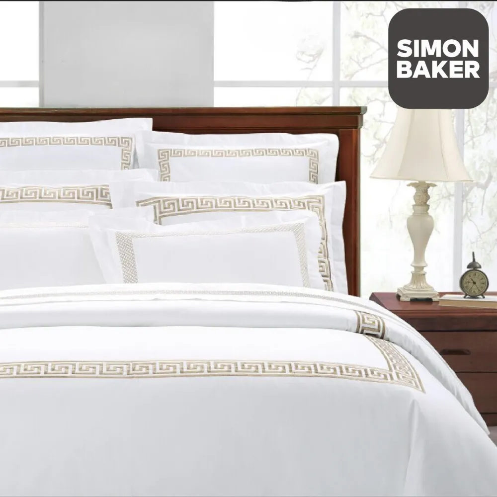 Simon Baker 400TC Egyptian Giza Sateen — Greek Key Duvet Set + 2 Plc