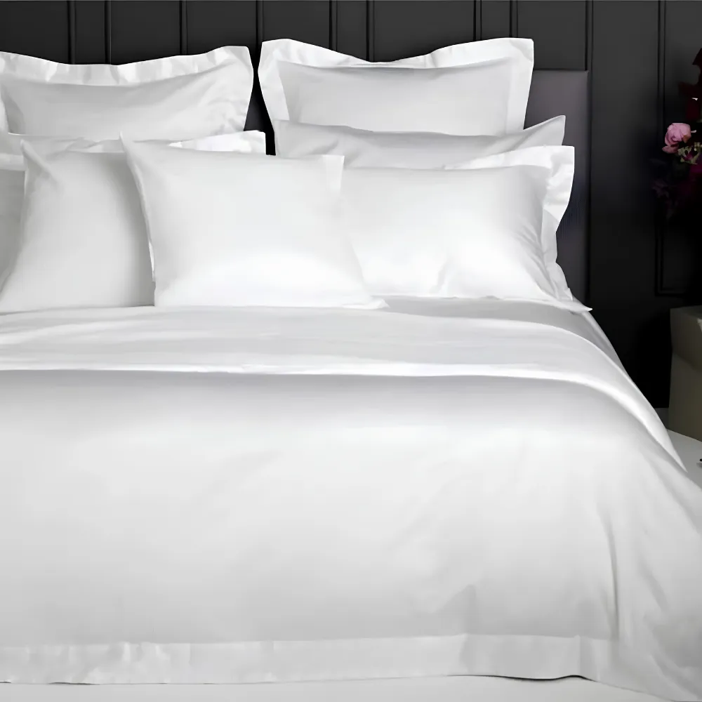 White Silken Trap 400TC Egyptian Giza Cotton Plain Duvet Cover Set